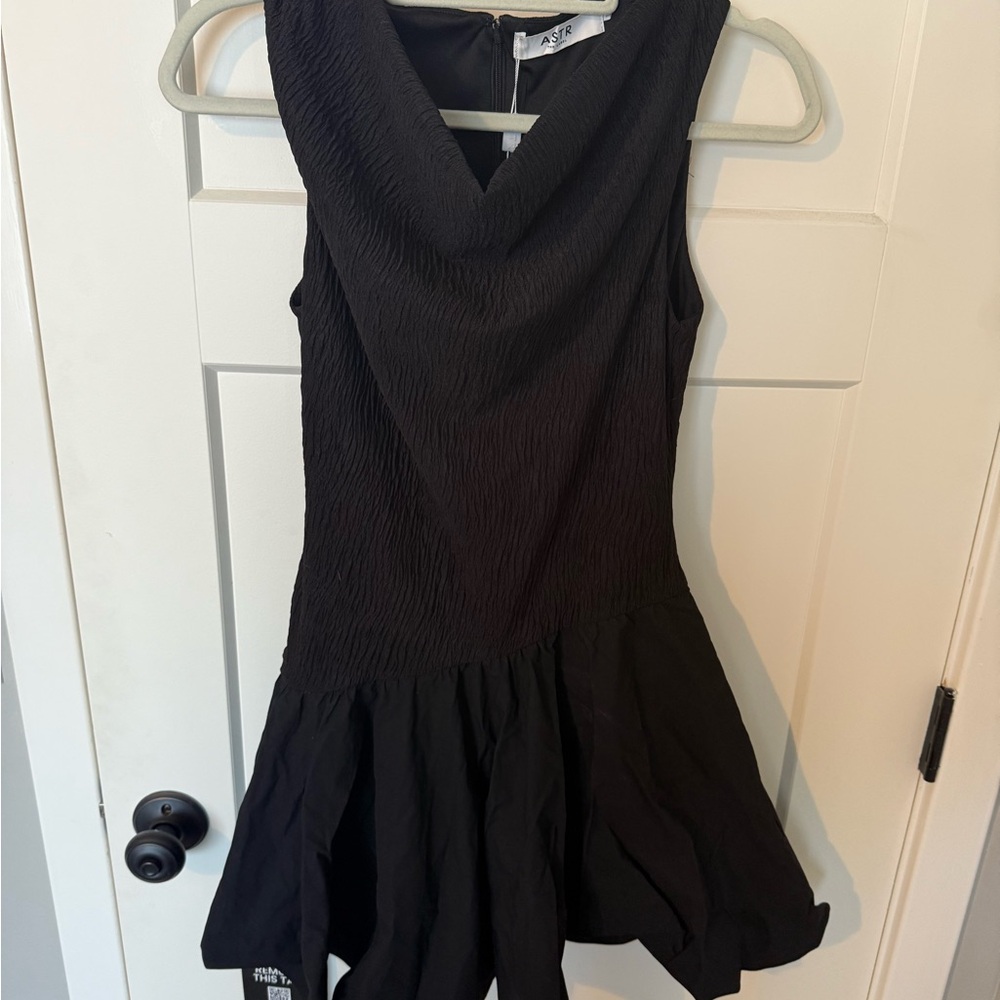 Astr Black Fit and Flare Mini Dress V-neck Cocktail